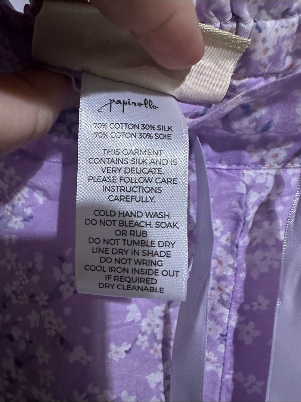 Papinelle Silk & Cotton Pajama Pants Cropped Wide Leg Purple Floral Size M Euc — image 4 of 4